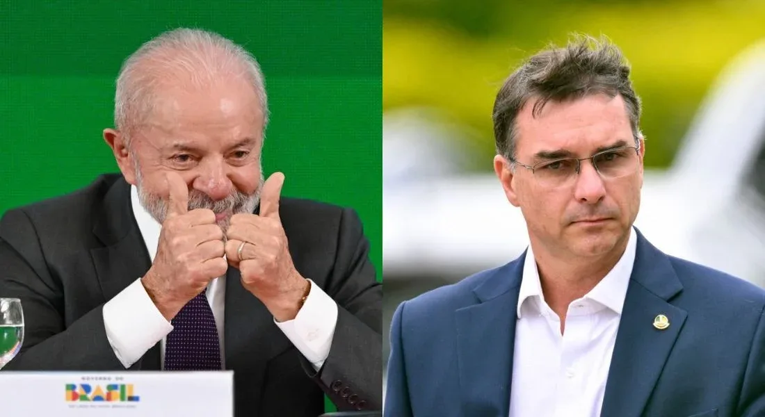 Lula e Flávio Bolsonaro. (Foto: Evaristo Sa/AFP)