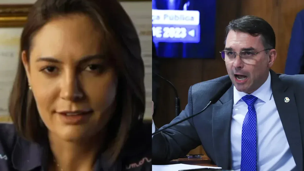 Michelle Bolsonaro e Flávio Bolsonaro