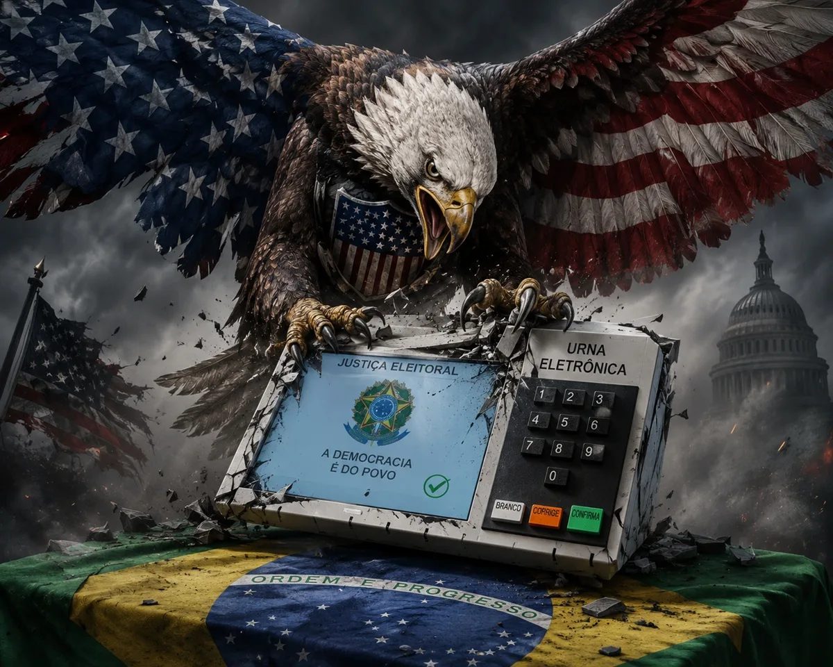 aguia tentando destruir urna eletronica chatgpt