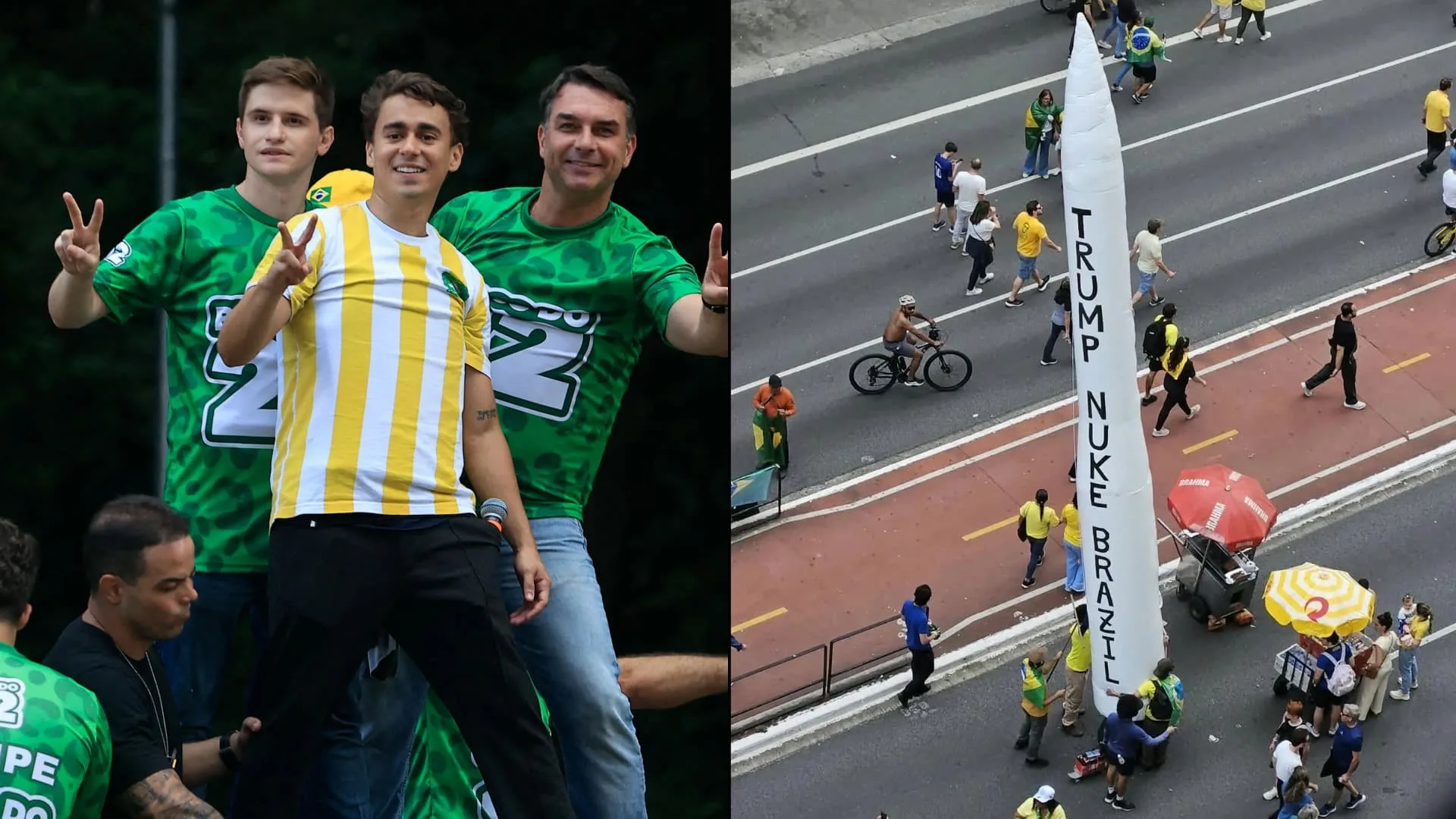 Flávio Bolsonaro manda esconder bandeira dos EUA e apoiadores pedem para Trump bombardear o Brasil em míssil