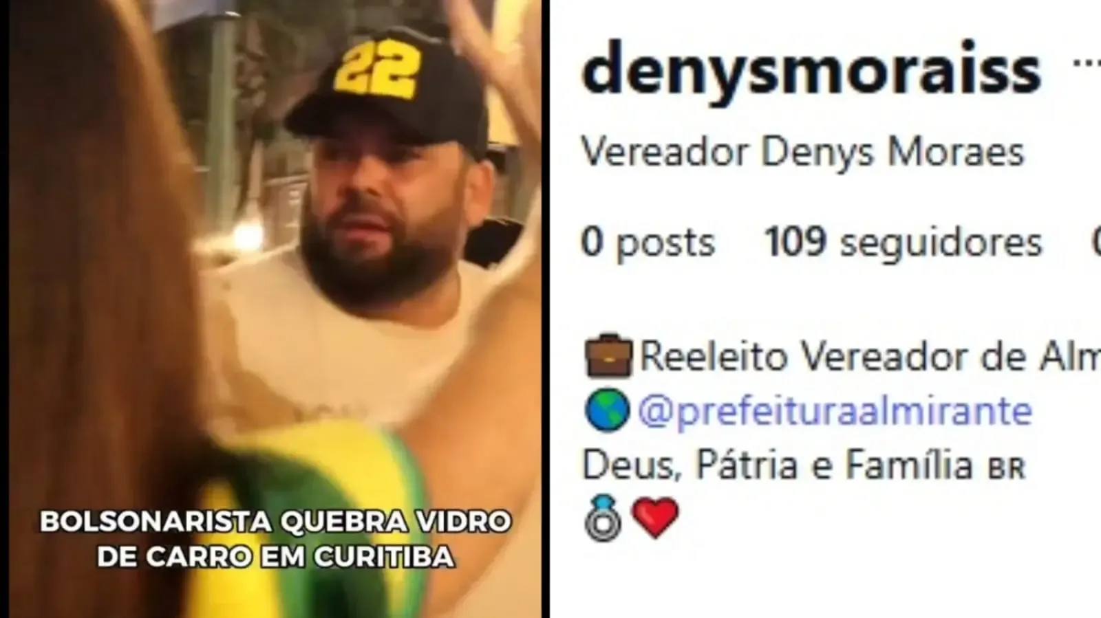VÍDEO: vereador bolsonarista quebra vidro de carro com haste de bandeira do Brasil