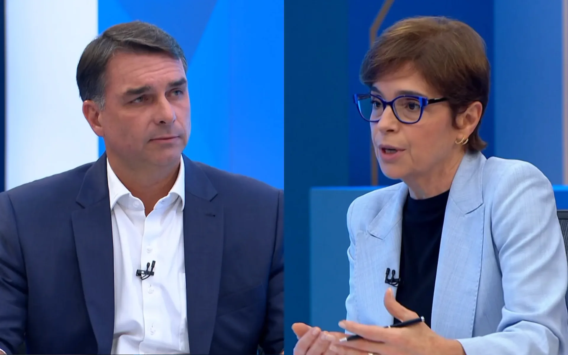 Renata Lo Prete confronta mentiras de Flávio sobre “Dark Horse” na sabatina do JN