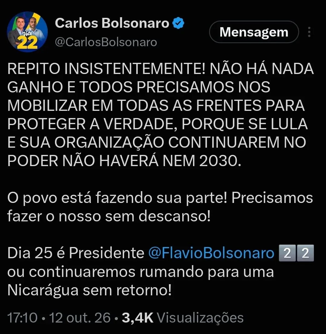 Manifestações pró-Lula acendem alerta e causam preocupação na campanha de Flávio Bolsonaro
